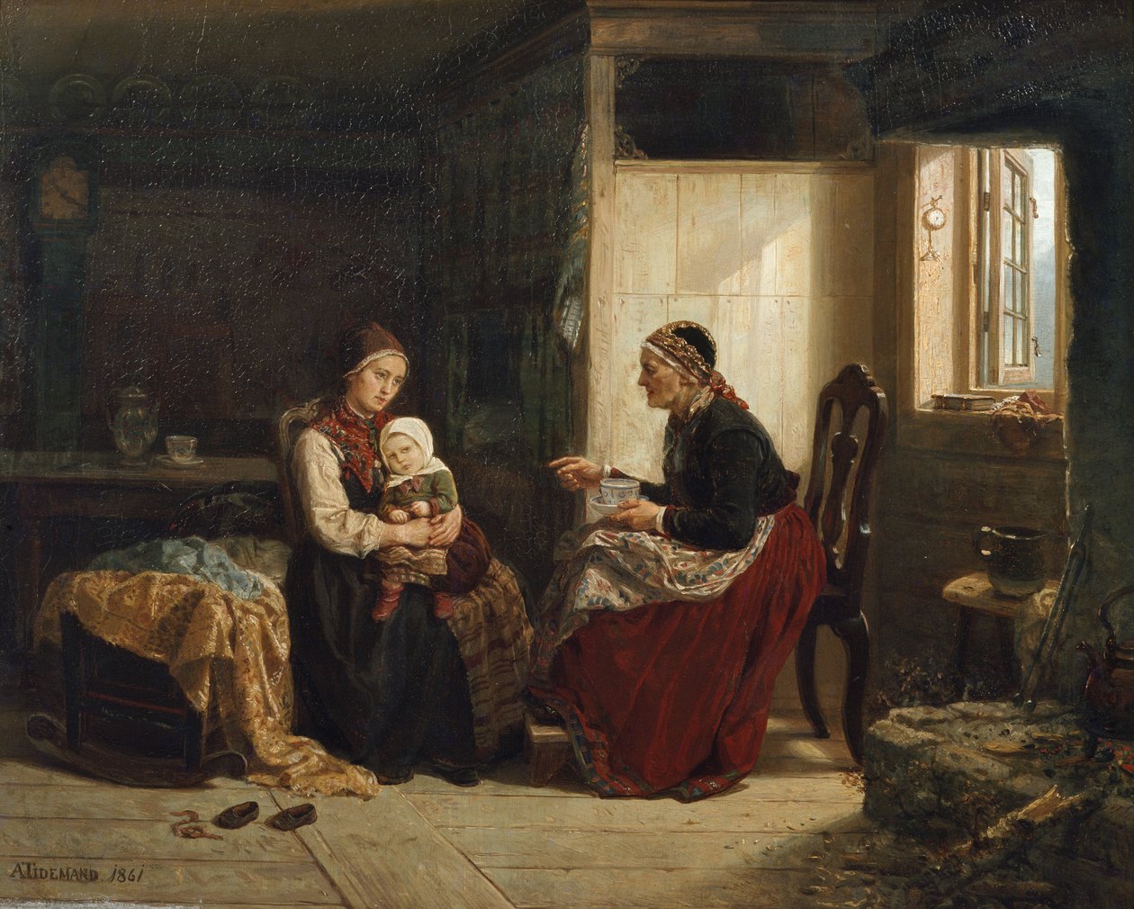 Nabokonens råd (Det syge barn) af Adolph Tidemand