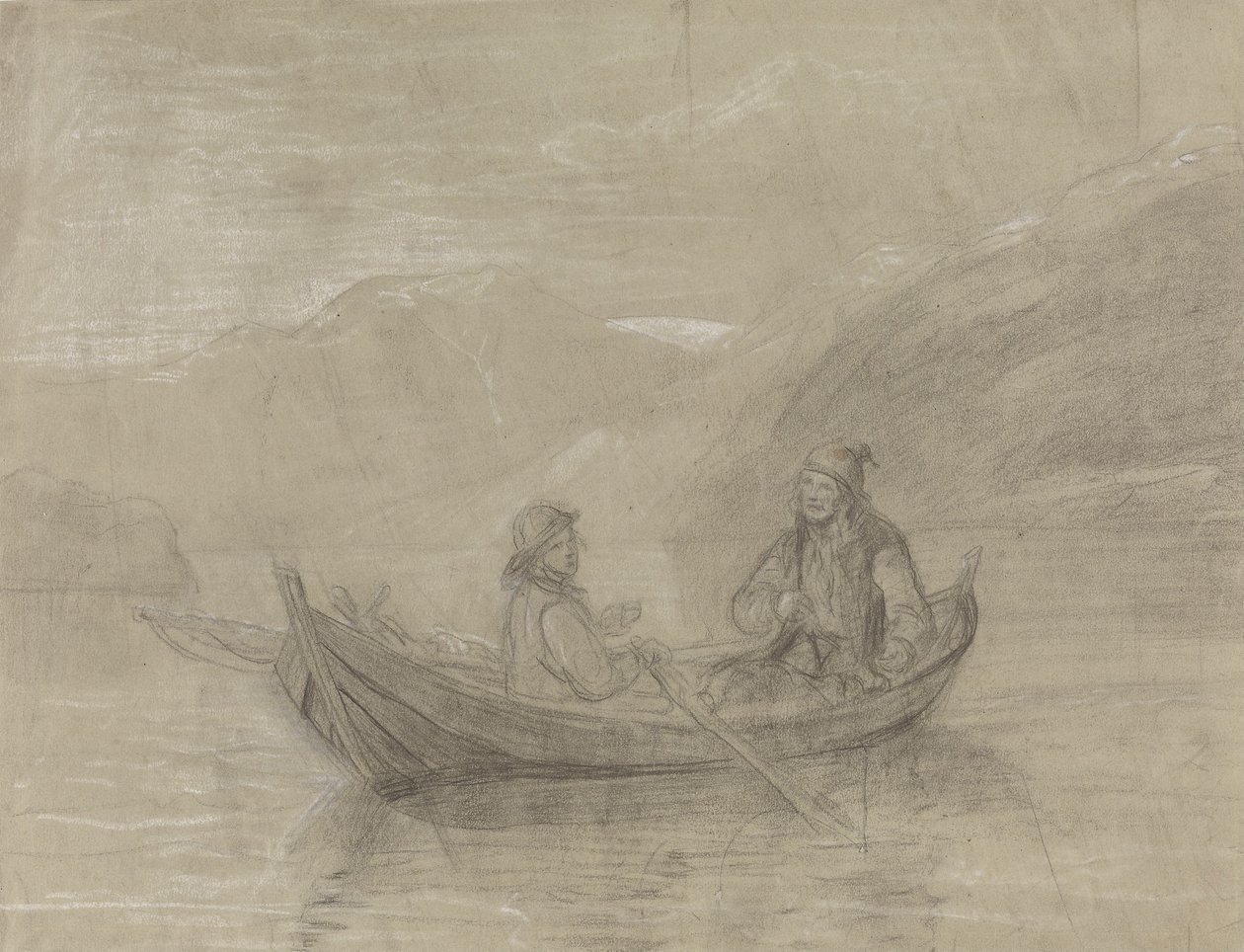 To fiskere i en båd af Adolph Tidemand