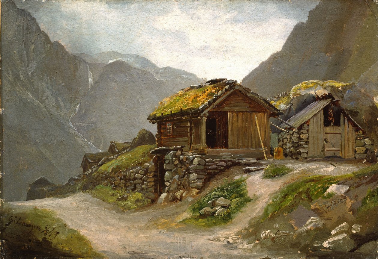 Udsigt fra Gudvangen af Adolph Tidemand