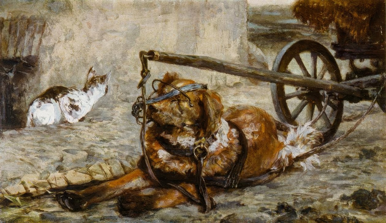 A. Menzel, tegnehund og kat af Adolph Menzel