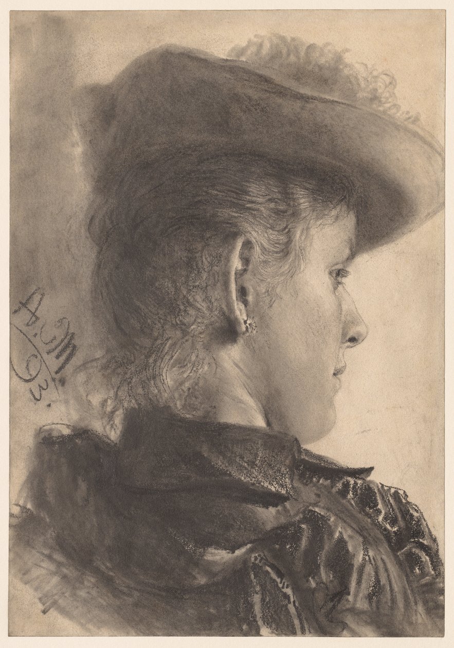 Buste af en kvinde, set bagfra af Adolph Menzel