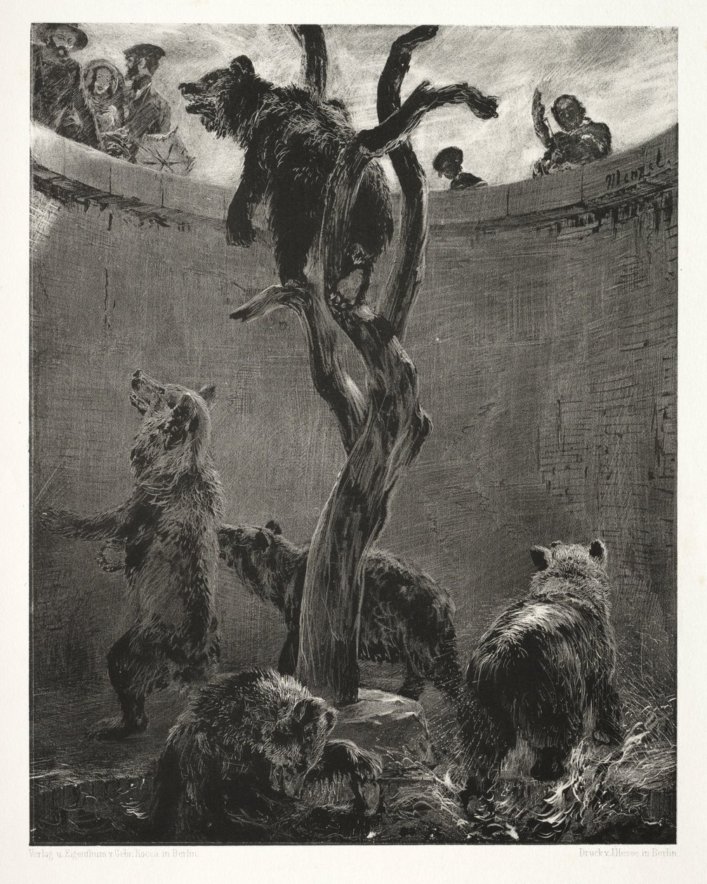 Essay om sten med børste og skraber: Bjørnegraven af Adolph Menzel