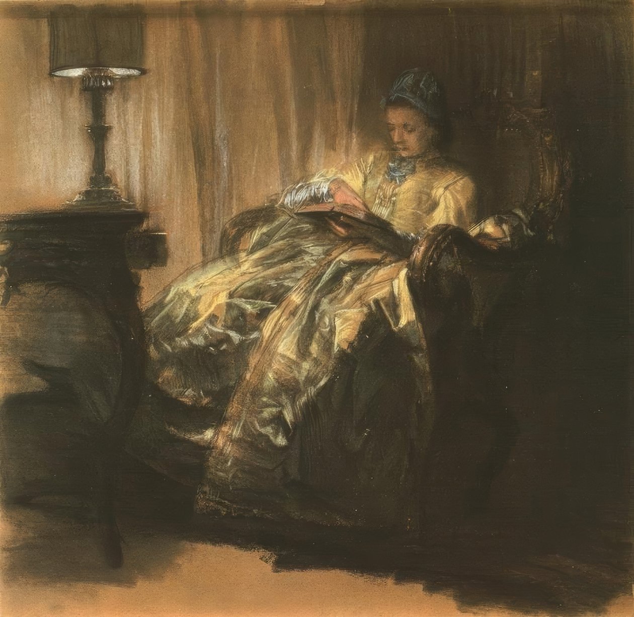 Lesende Dame af Adolph Menzel