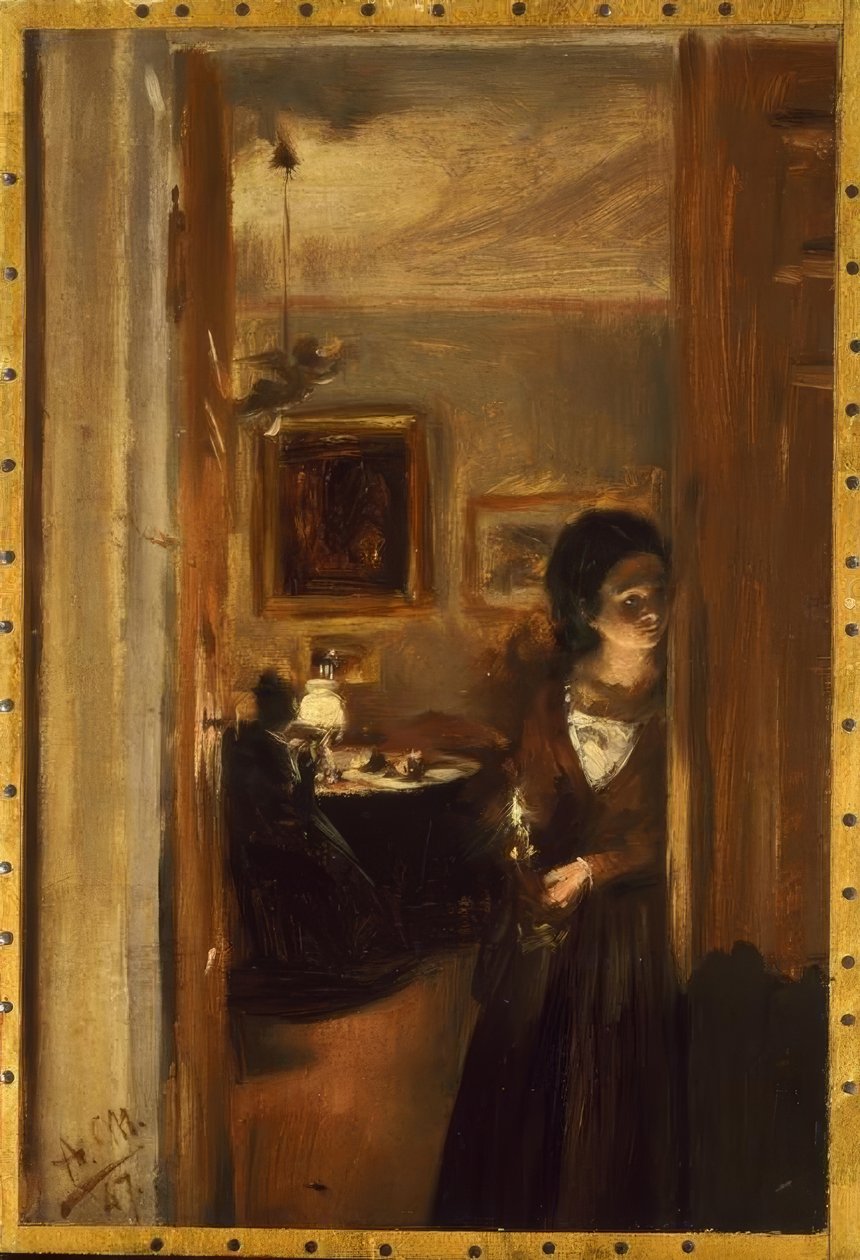 Stue med Menzels søster af Adolph Menzel