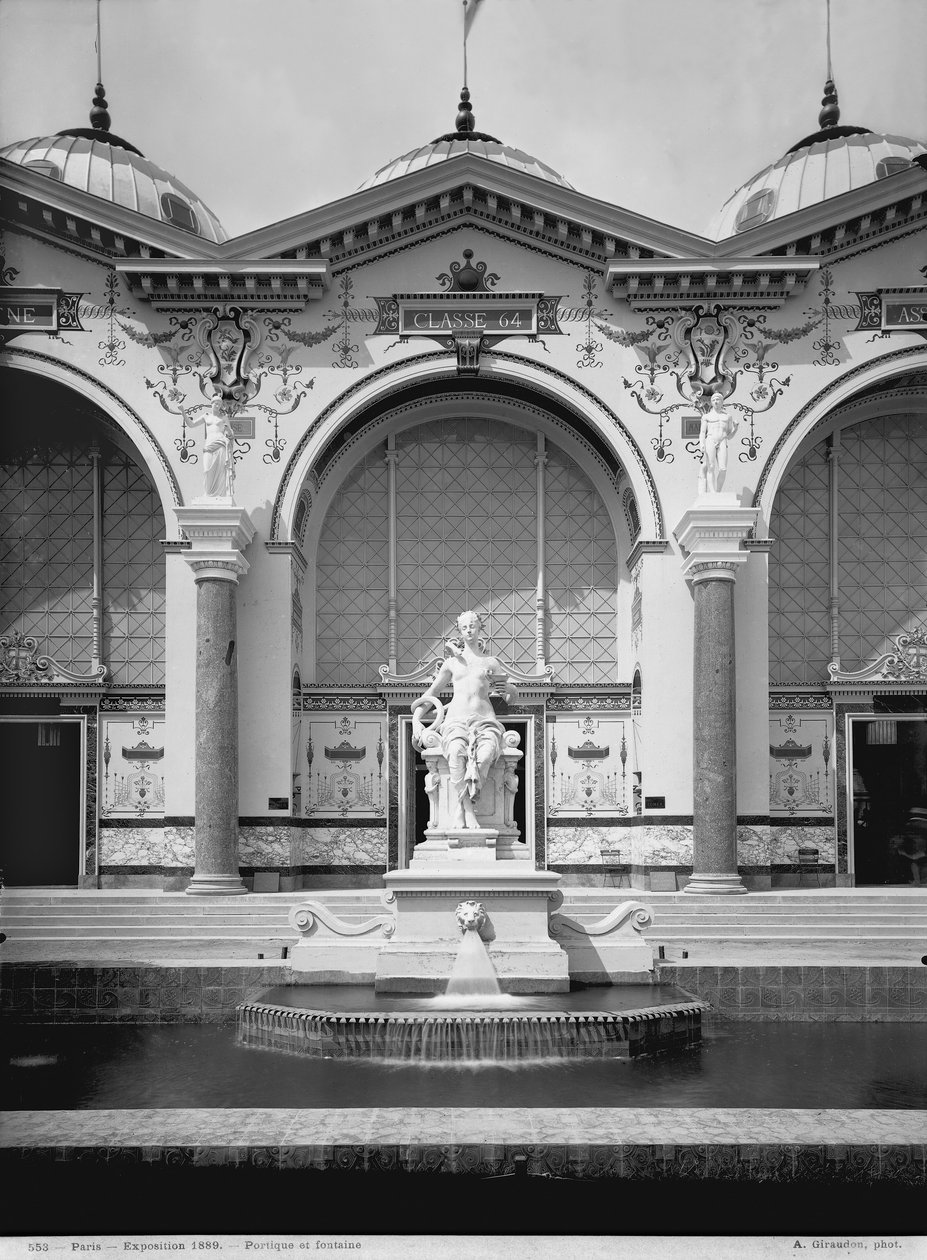 Portiko og springvand på Verdensudstillingen, Paris, 1889 af Adolphe Giraudon