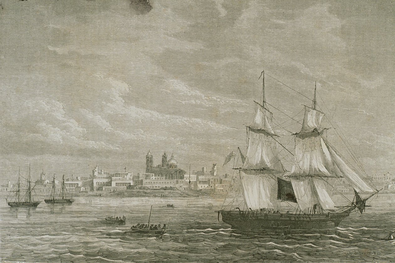 Udsigt over Montevideo, Uruguay, i 1860