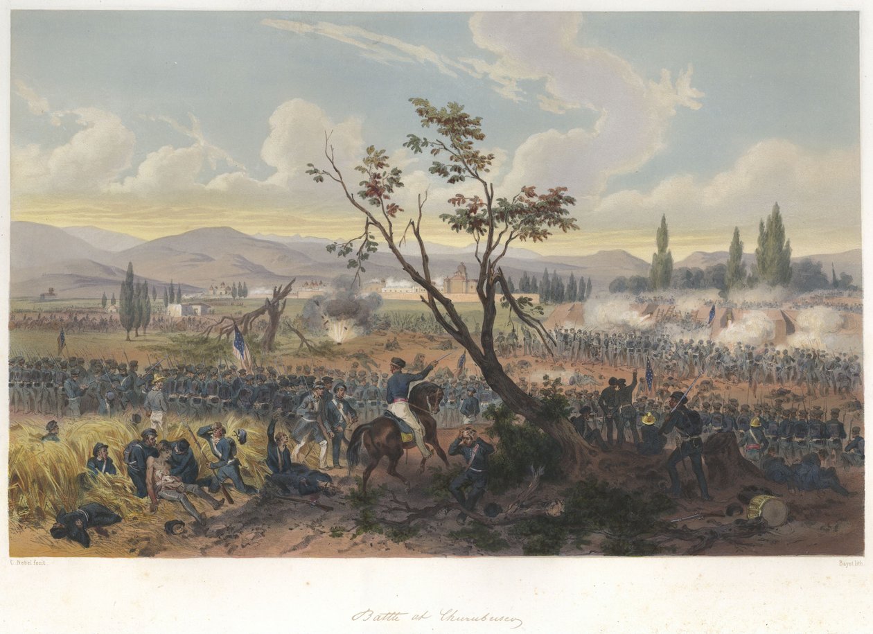Slaget ved Churubusco (20. august 1847) i den mexicansk-amerikanske krig af Adolphe Jean Baptiste Bayot