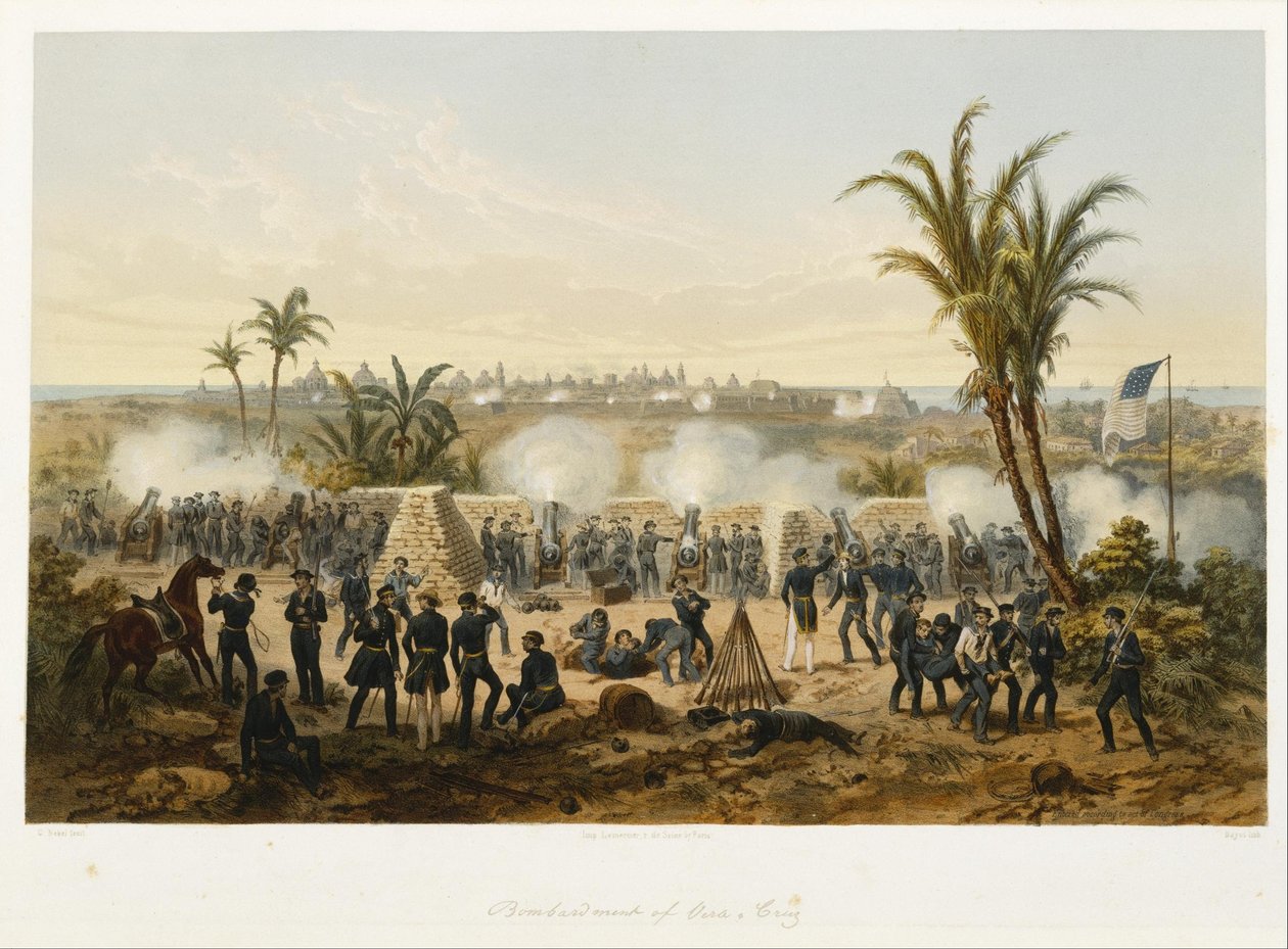 Bombardement af Vera-Cruz af Adolphe Jean Baptiste Bayot
