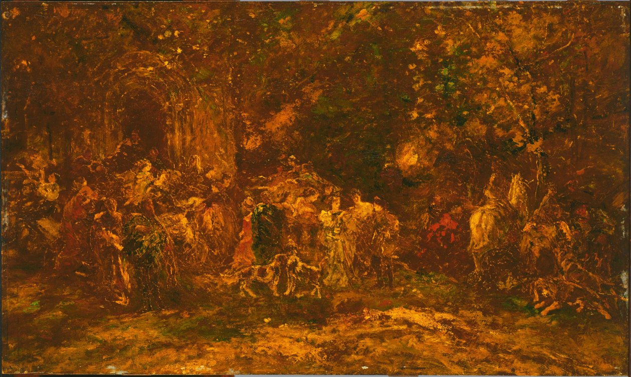 Woodland tilbedelse af Adolphe Joseph Thomas Monticelli