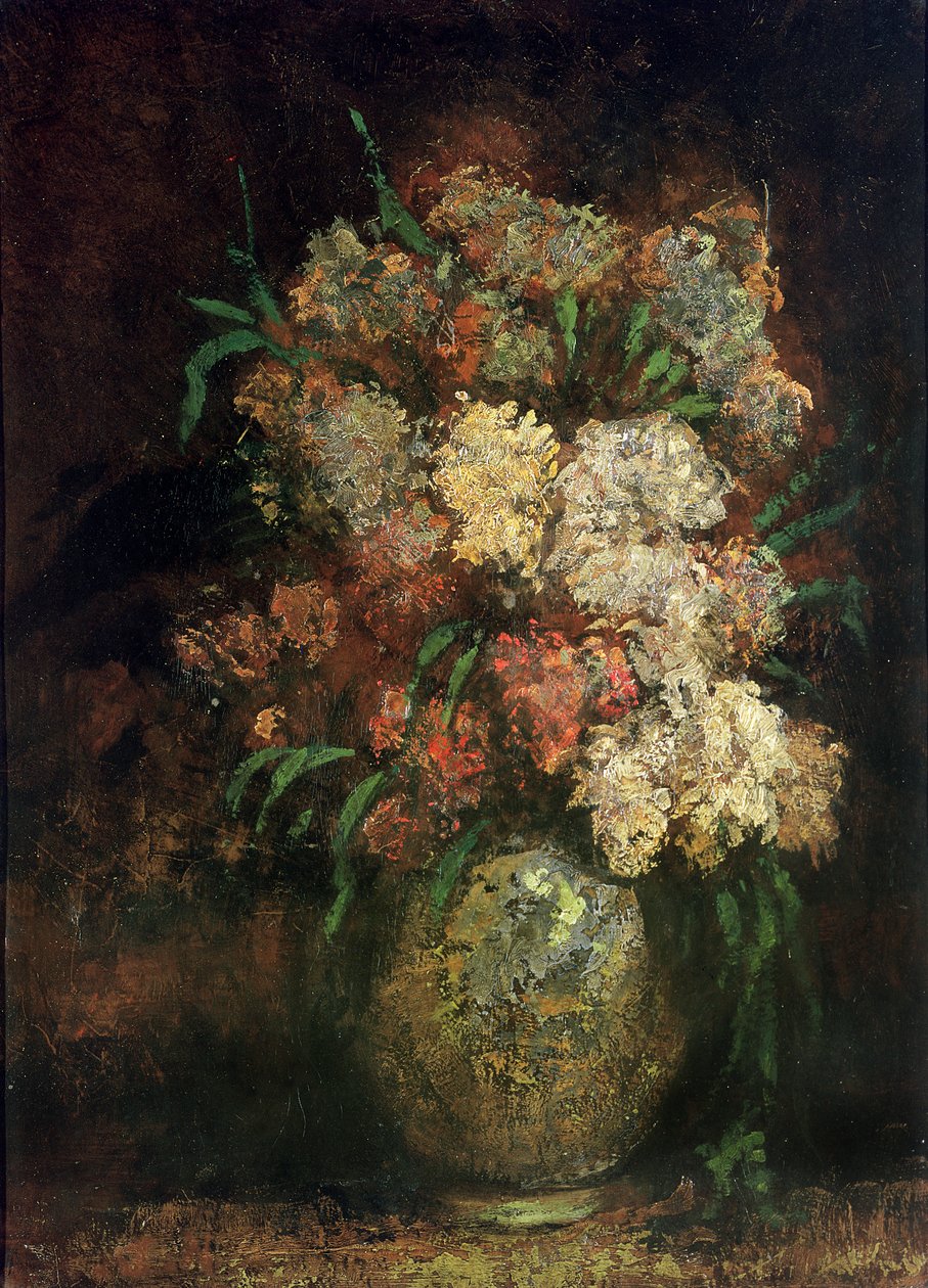 Vase med blomster, ca.1870-75 af Adolphe Joseph Thomas Monticelli