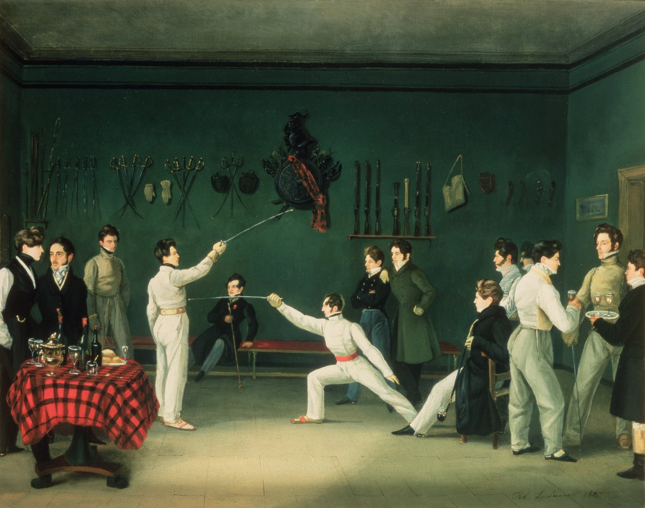 En fægtescene, 1827 af Adolphe Ladurner