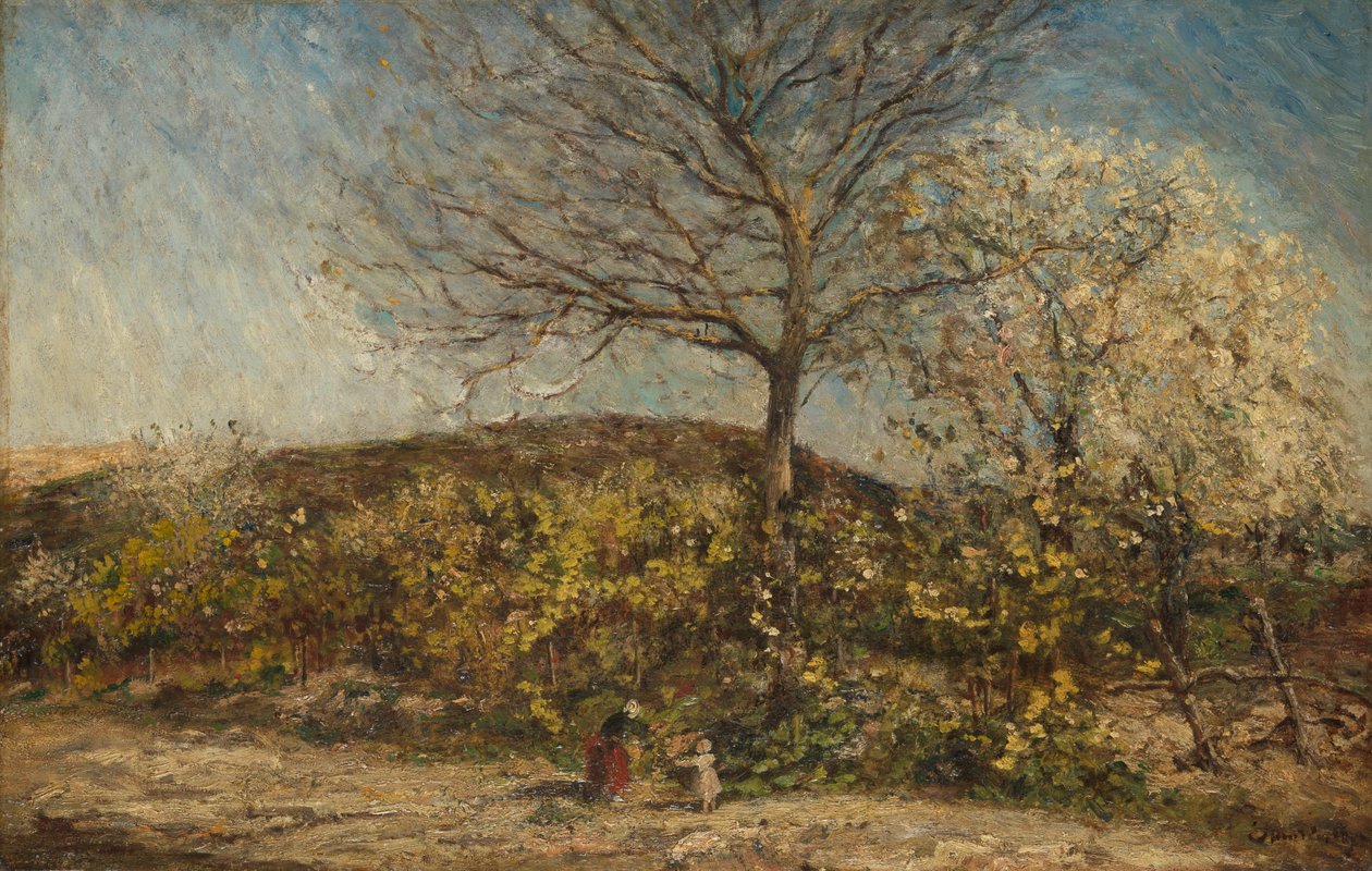 Landskab med blomstrende frugtplantage af Adolphe Joseph Thomas Monticelli