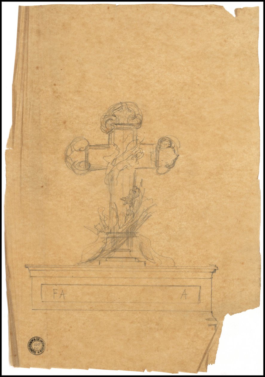 Skitse af en grav til familien Karakehia på Père Lachaise kirkegård i Paris af Adolphe Victor Geoffroy Dechaume