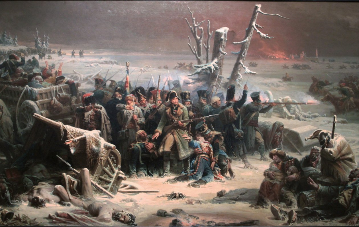 Marshall Ney støtter bagvagten under tilbagetrækningen fra Moskva, på udstilling i Manchester Art Gallery af Adolphe Yvon