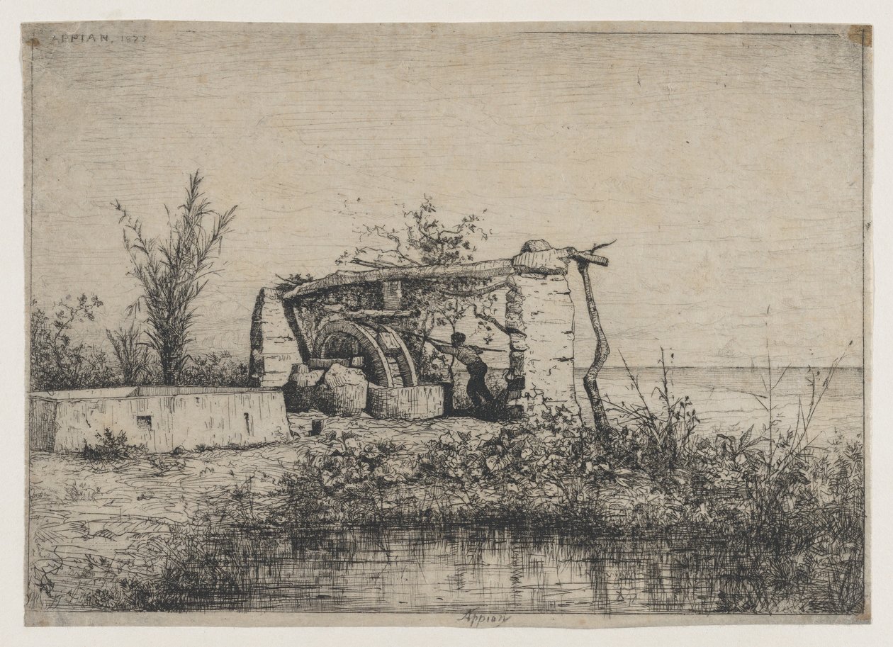 Et vandhjul i Bordighera, Italien af Adolphe Appian