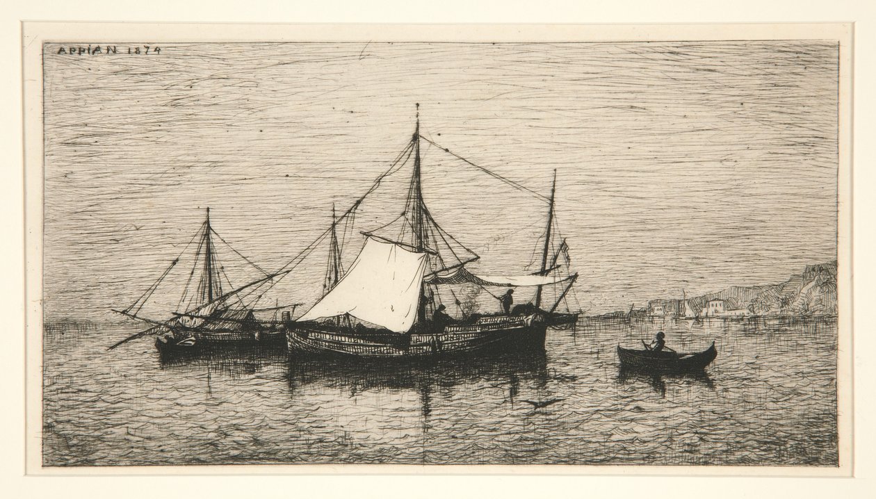 Kystfartskibe (den italienske kyst) af Adolphe Appian