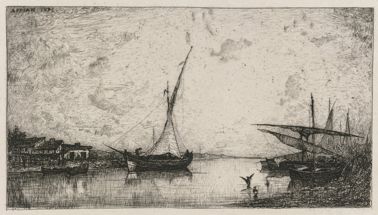 Kanal ved Martigues, 1872. af Adolphe Appian