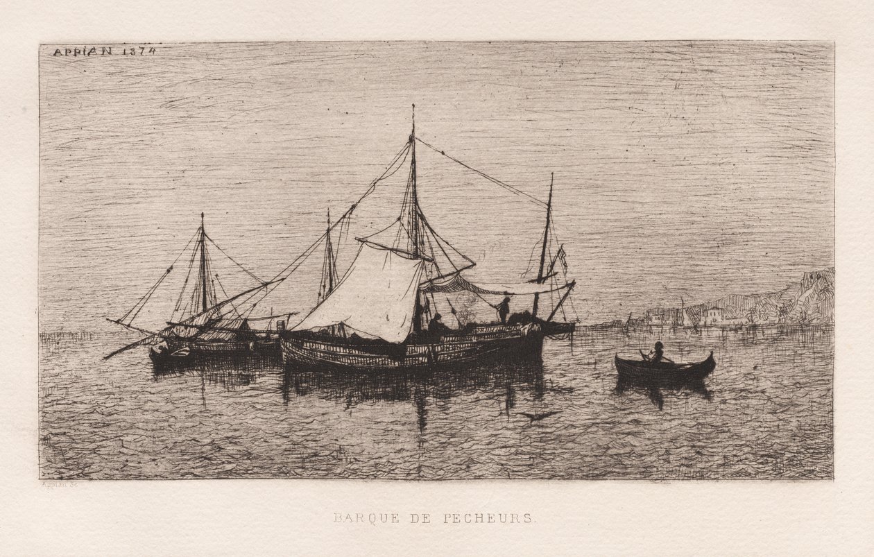 Fiskerbåd/kystfartsbåd (italiensk kyst) af Adolphe Appian