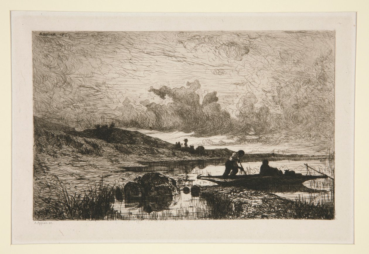 En aften, bredden af ​​Rhone ved Rix af Adolphe Appian