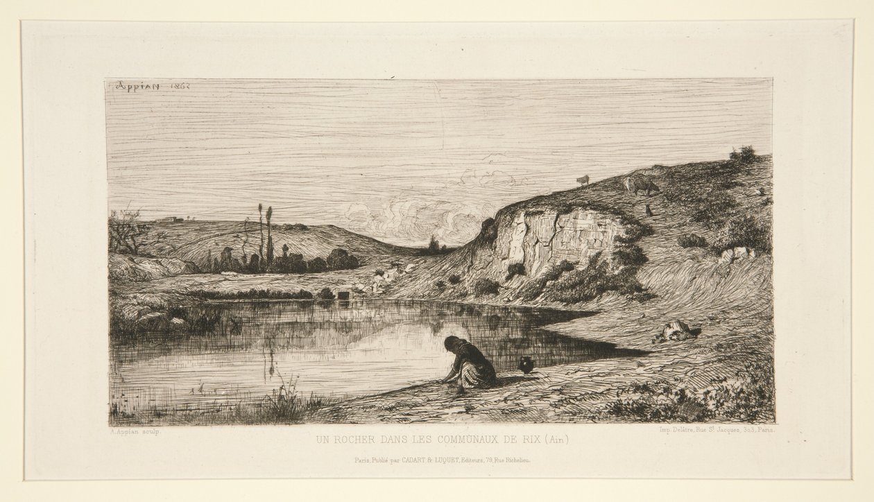 En klippe på de kommunale arealer i Rix (Ain) af Adolphe Appian