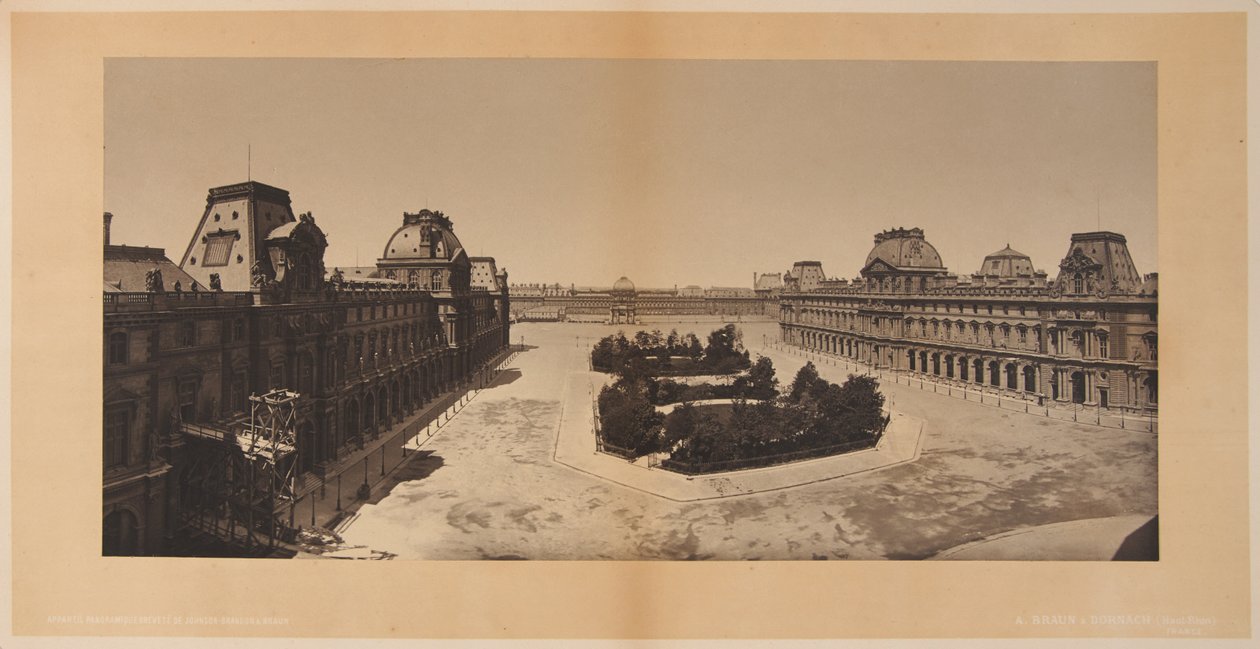 Panoramaudsigt over Cour du Carrousel, Louvre af Adolphe Braun