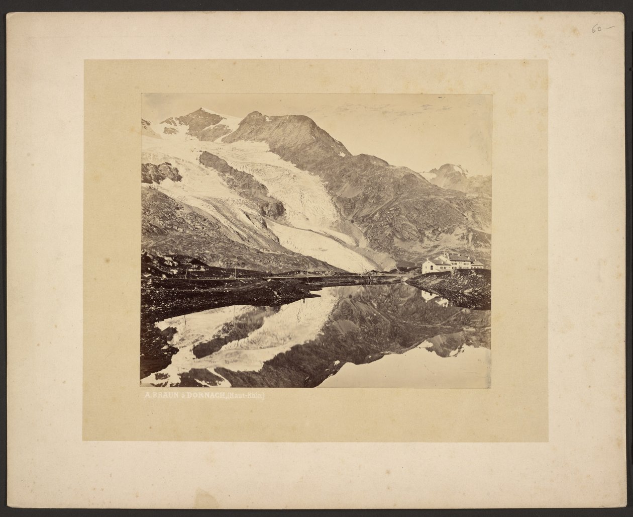 Bernina-hospicet og Cambréna-gletsjeren af Adolphe Braun