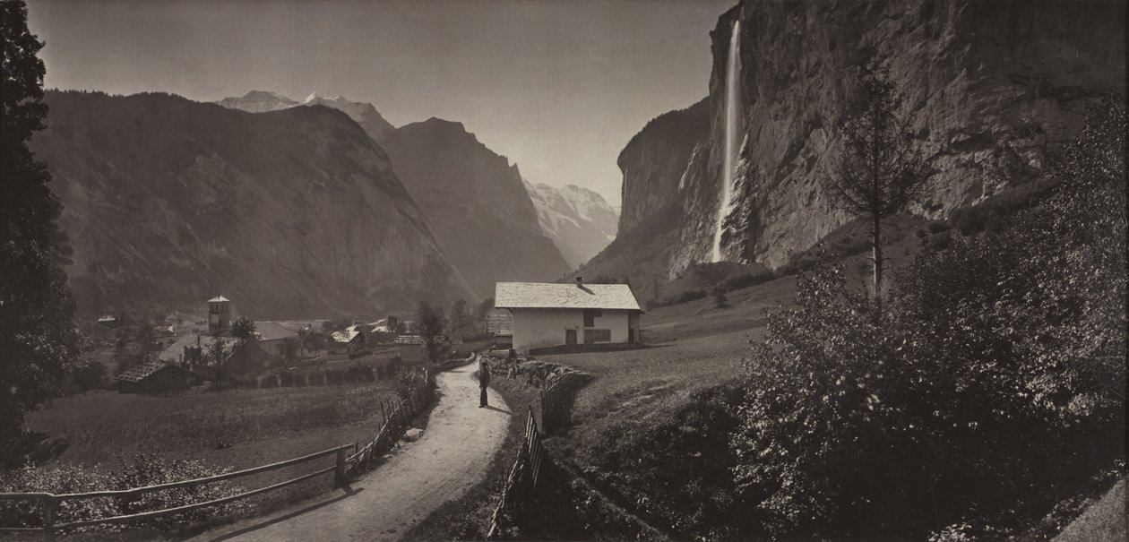 Valley of Lauterbrunnen, Schweiz (fra albummet Charbons de Braun - udsigter taget med den mobile panoramalinse, 1868) af Adolphe Braun