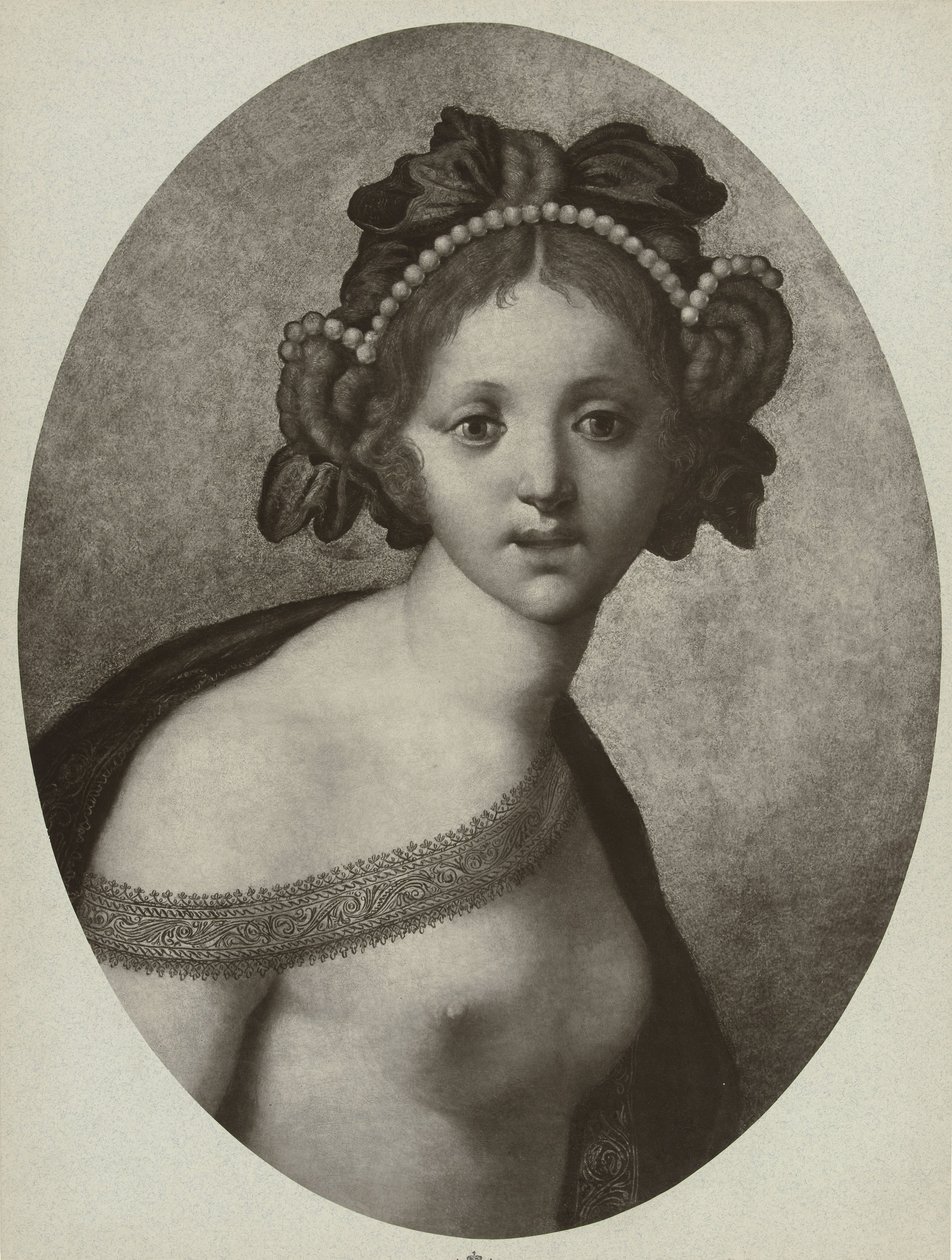Fotogengivelse af et maleri af en kvindeskikkelse, muligvis en gudinde Venus (titel på objekt) af Adolphe Braun and Cie. (attributed to)