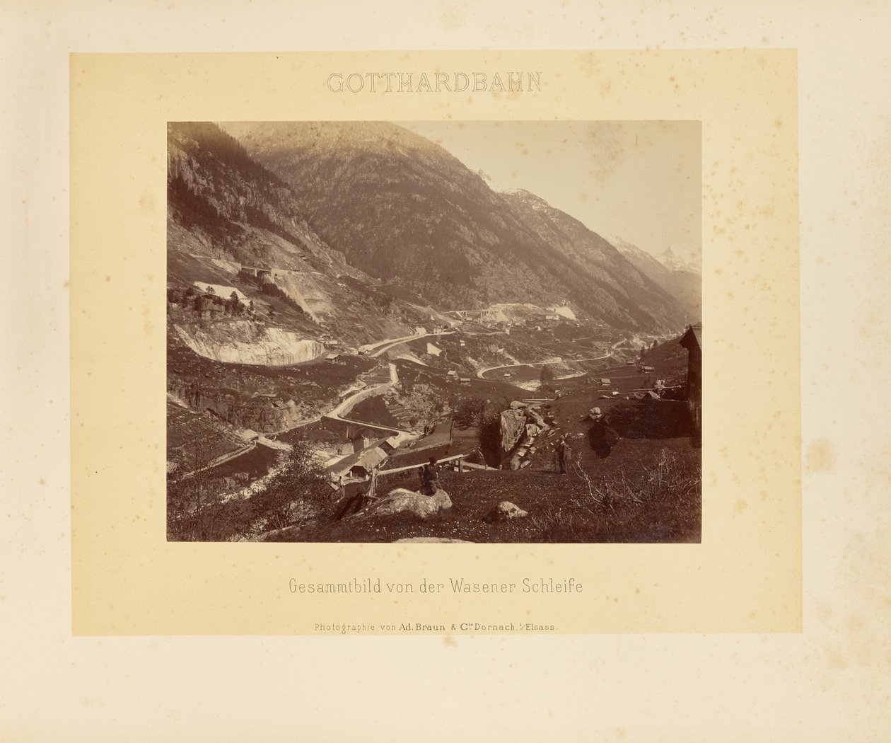 Gotthard-jernbanen: Komplet billede af Wasen-sløjfen af Adolphe Braun and Cie