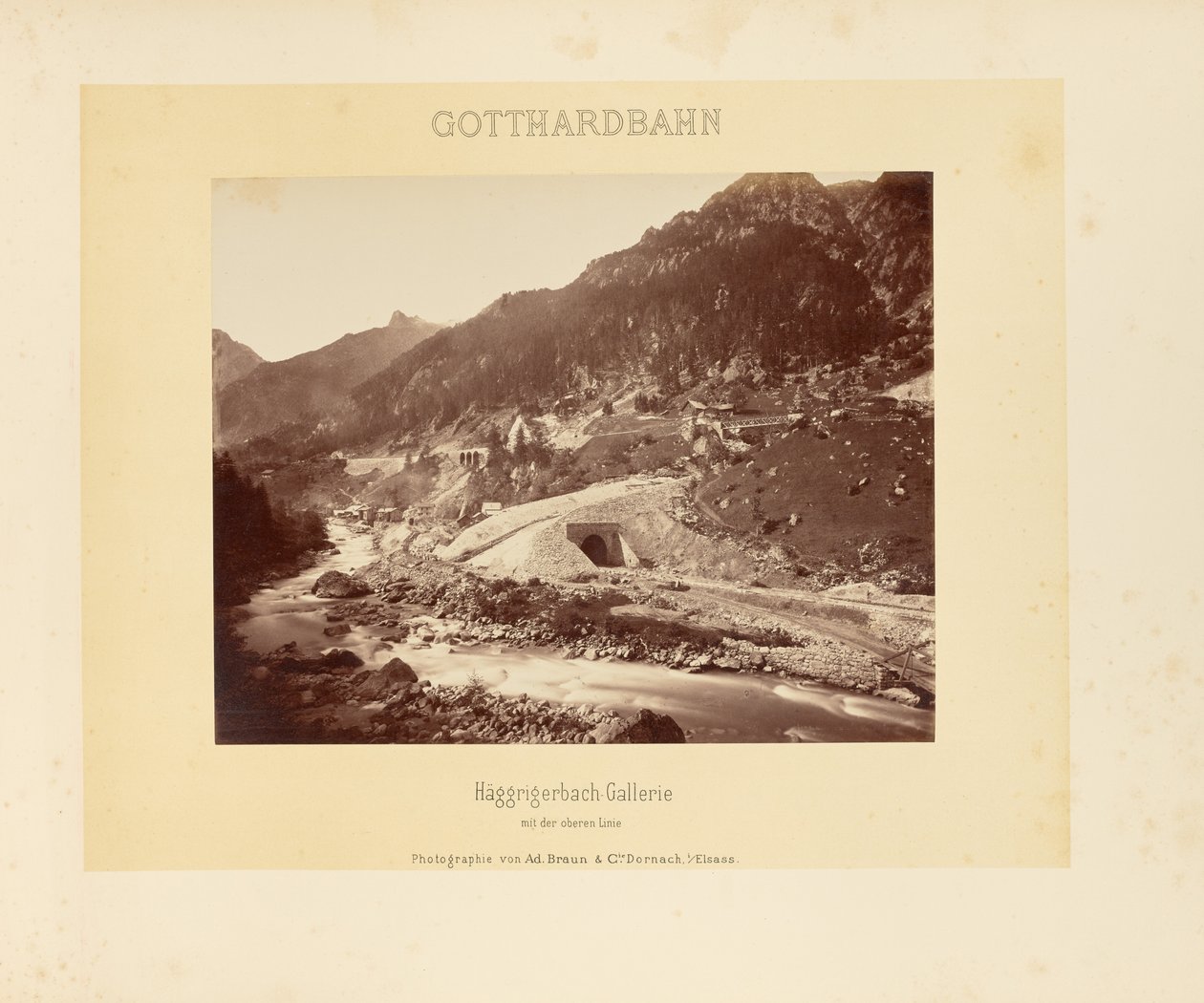 Gotthard-jernbanen: Häggrigerbach-galleriet med den øverste linje af Adolphe Braun and Cie