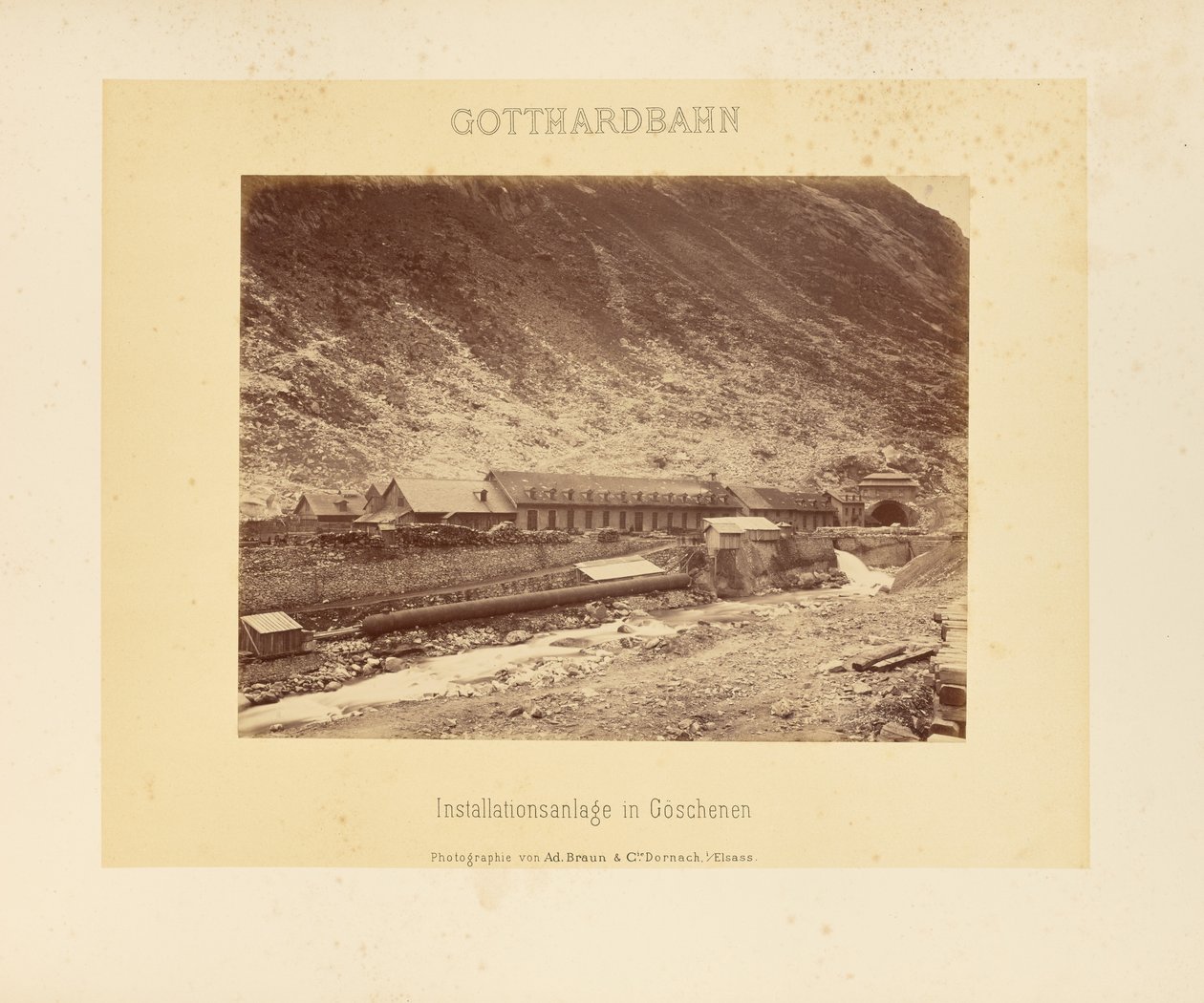 Gotthard-jernbanen: Installationssystem i Göschenen af Adolphe Braun and Cie