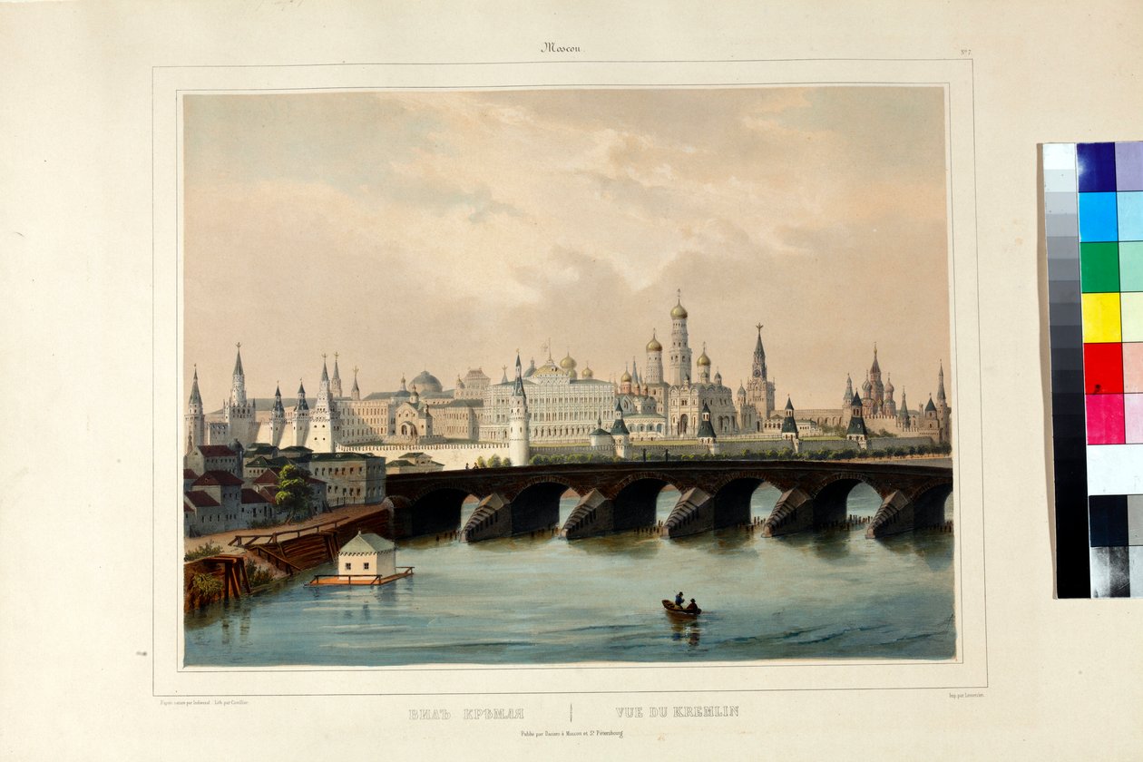 Udsigt over Moskva Kreml af Cuvillier, Adolphe (aktiv 1830