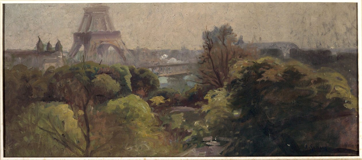 Eiffeltårnet, set fra Delessert-haven af Adolphe Ernest Gumery
