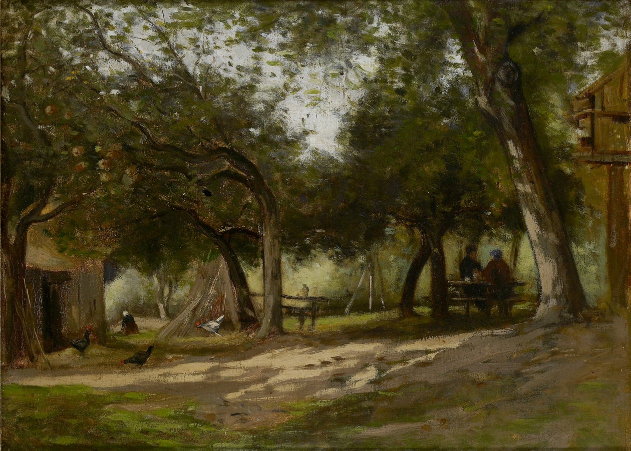 Landskab med Gaard, 1830-1880 af Adolphe Felix Cals