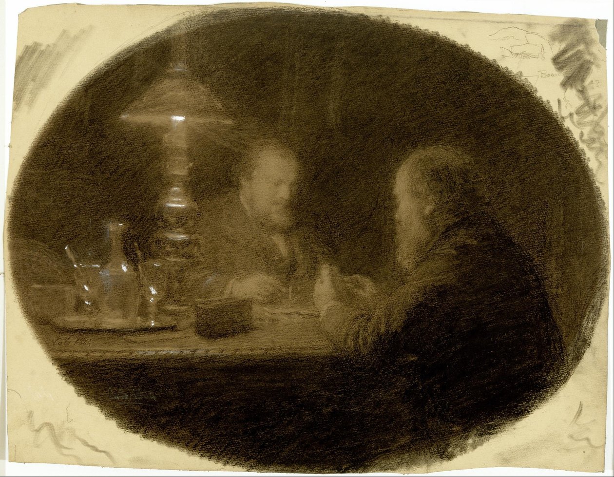 To venner omkring et bord af Adolphe Felix Cals