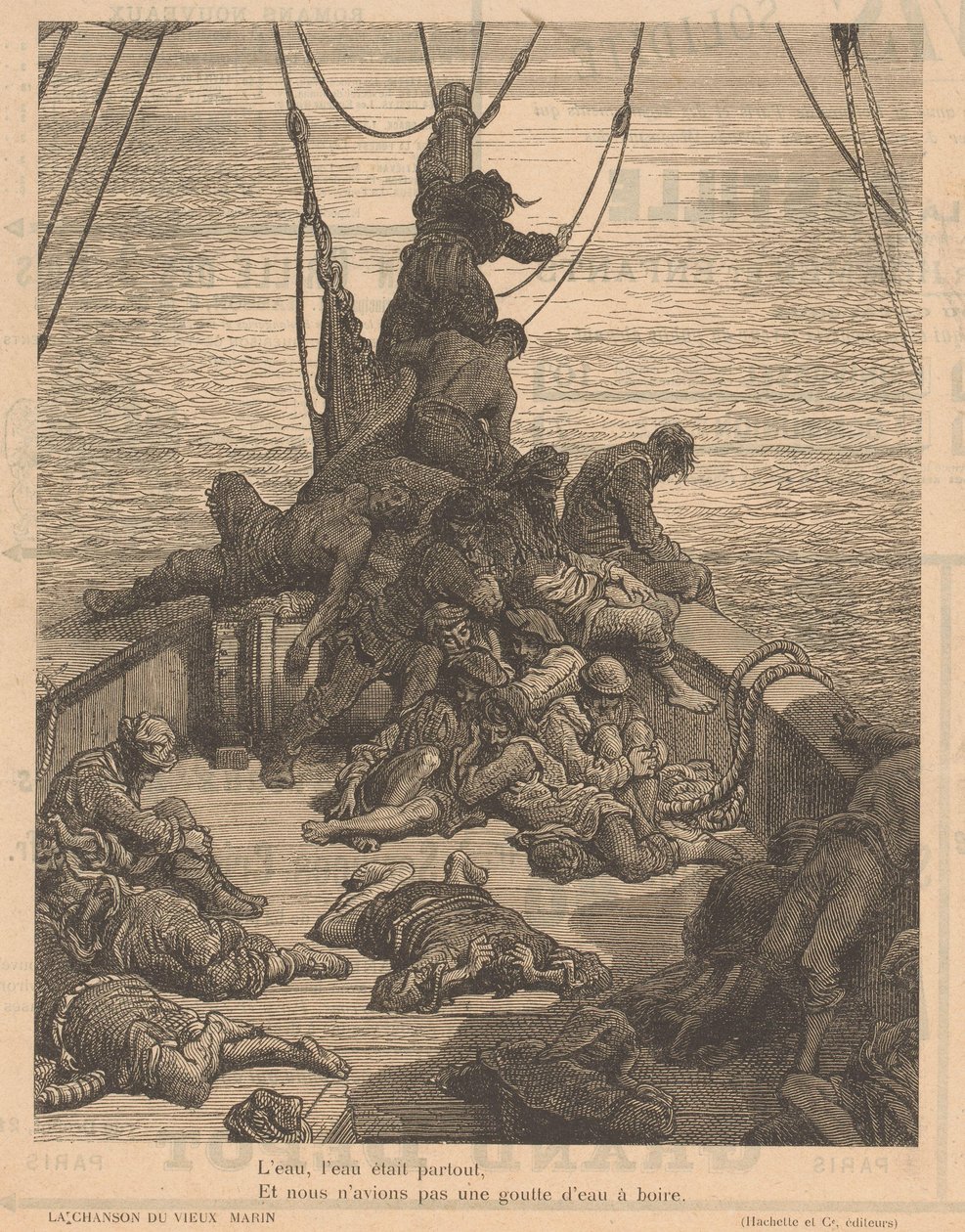 Skib med lidende besætning La chanson du vieux marin (titel på objekt) af Adolphe François Pannemaker (possibly)