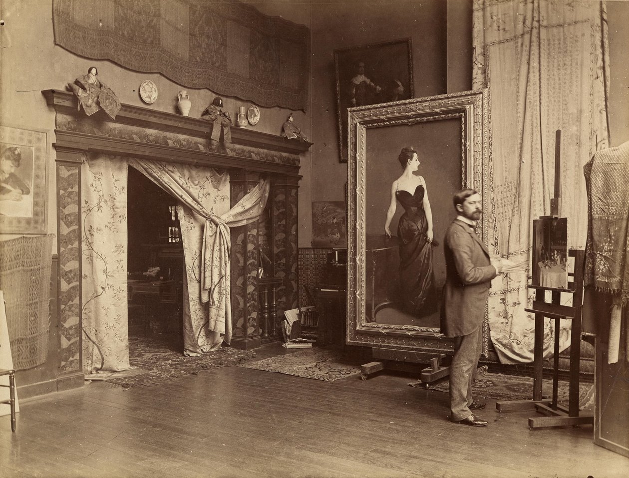 John Singer Sargent i atelier af Adolphe Giraudon