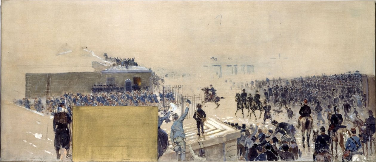 Skitse til præfektens kontor på rådhuset i Paris: Udgangen af Adolphe Gustave Binet