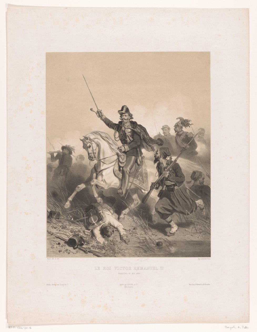 Kong Victor Emmanuel II af Italien i slaget ved Palestro Le roi Victor Emmanuel II (titel på objekt) af Adolphe Jean Baptiste Bayot