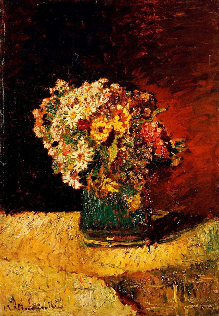 En vase med blomster af Adolphe Joseph Thomas Monticelli