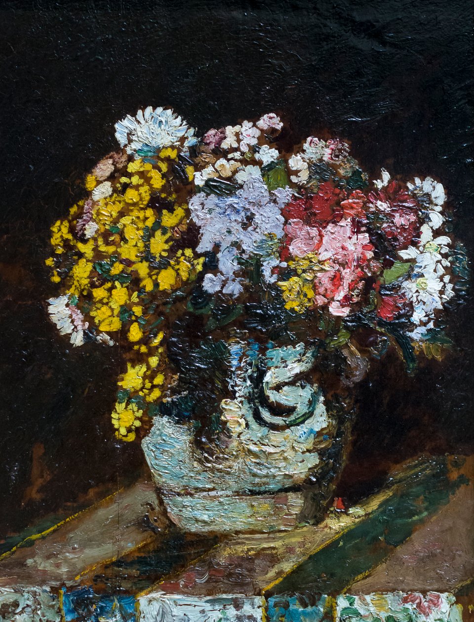 En vase med vilde blomster, ca. 1870-80 (olie på træ) af Adolphe Joseph Thomas Monticelli