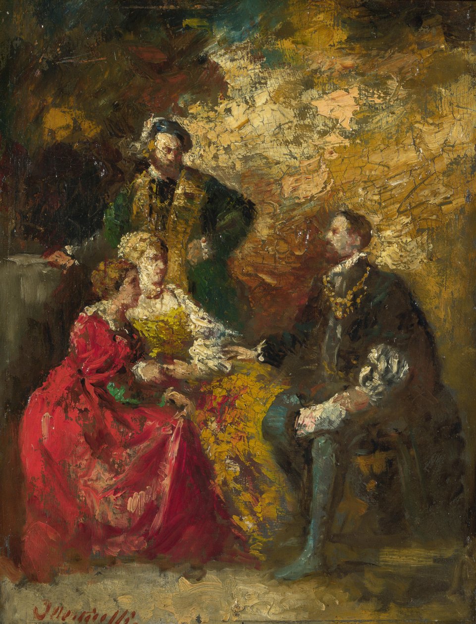 Samtalestykke, ca. 1880 af Adolphe Joseph Thomas Monticelli
