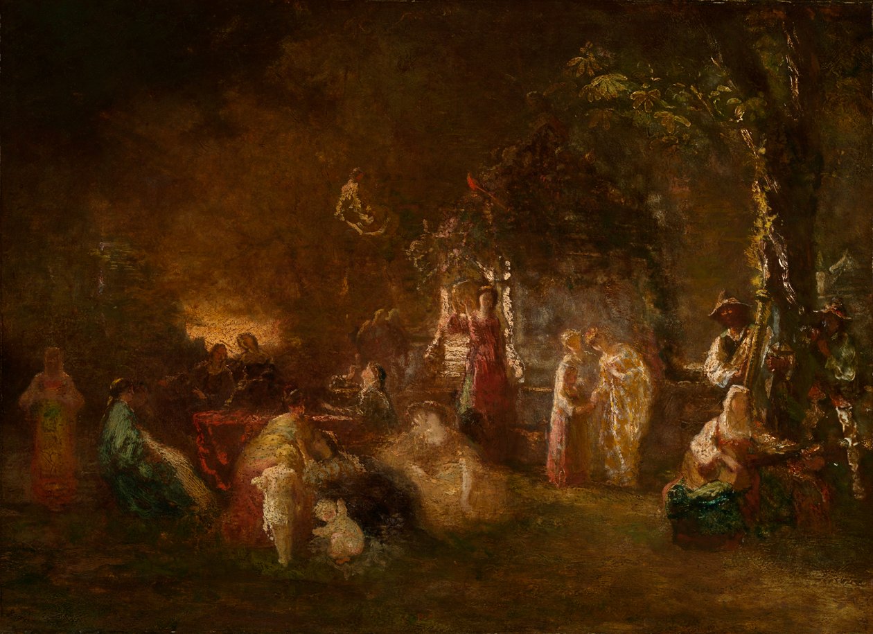 Fête Champêtre, ca. 1844-86 (olie på lærred) af Adolphe Joseph Thomas Monticelli