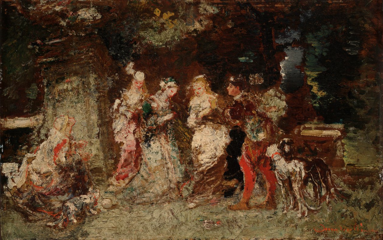 Havescene af Adolphe Joseph Thomas Monticelli