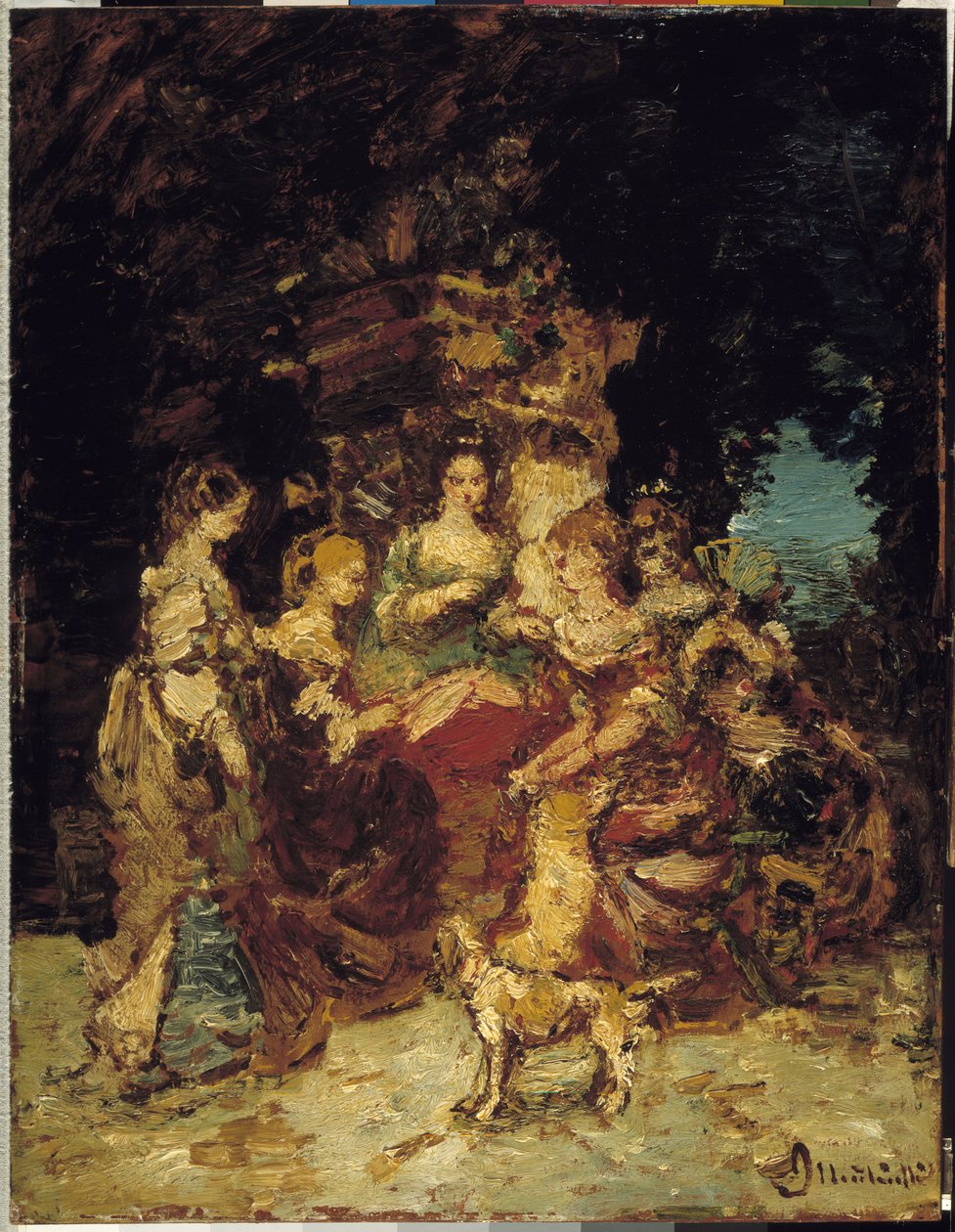 Ladies in a Park af Adolphe Joseph Thomas Monticelli