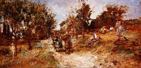 Landskab ved Ganagobie, 1872 (panel) af Adolphe Joseph Thomas Monticelli