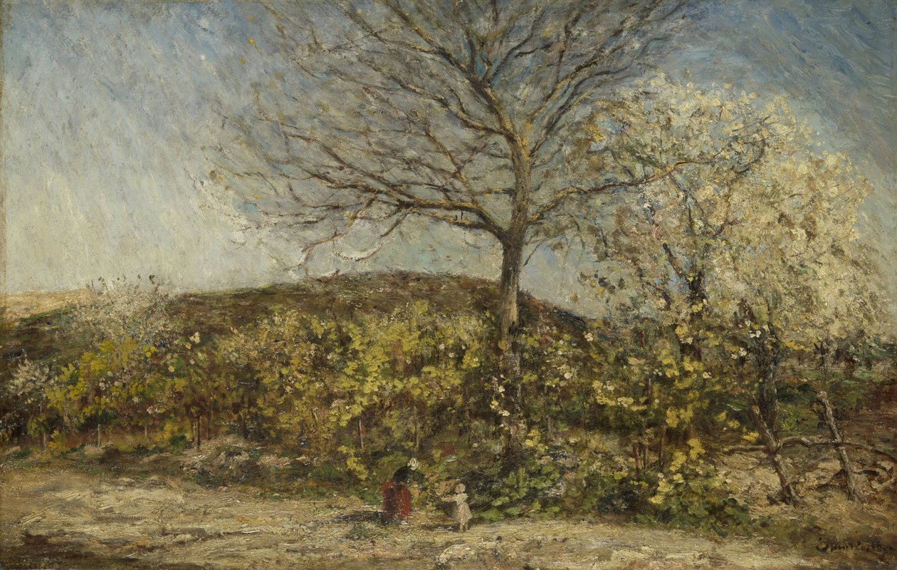 Landskab med blomstrende frugthave af Adolphe Joseph Thomas Monticelli