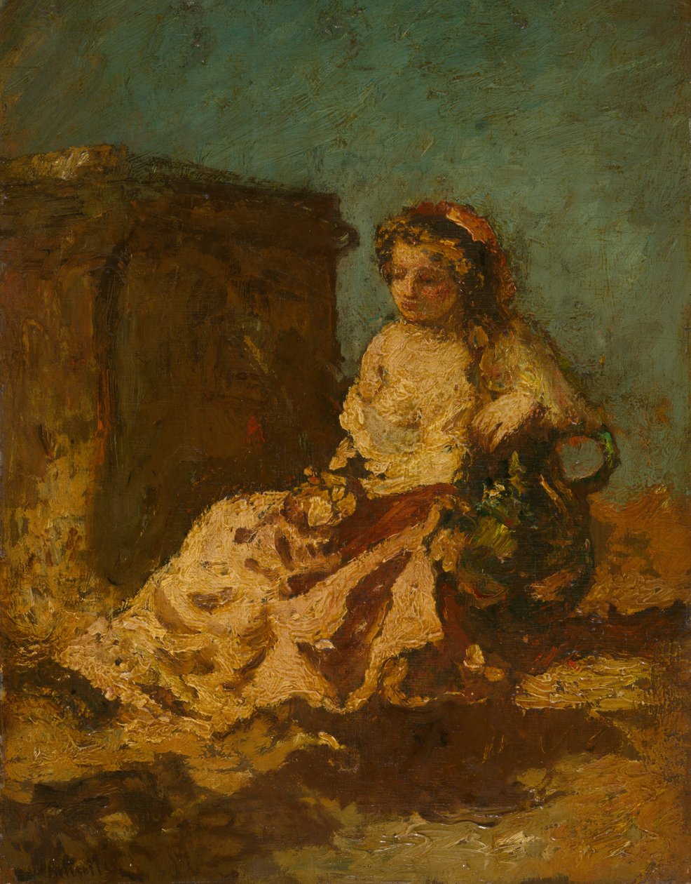 Meditation (siddende kvinde) af Adolphe Joseph Thomas Monticelli