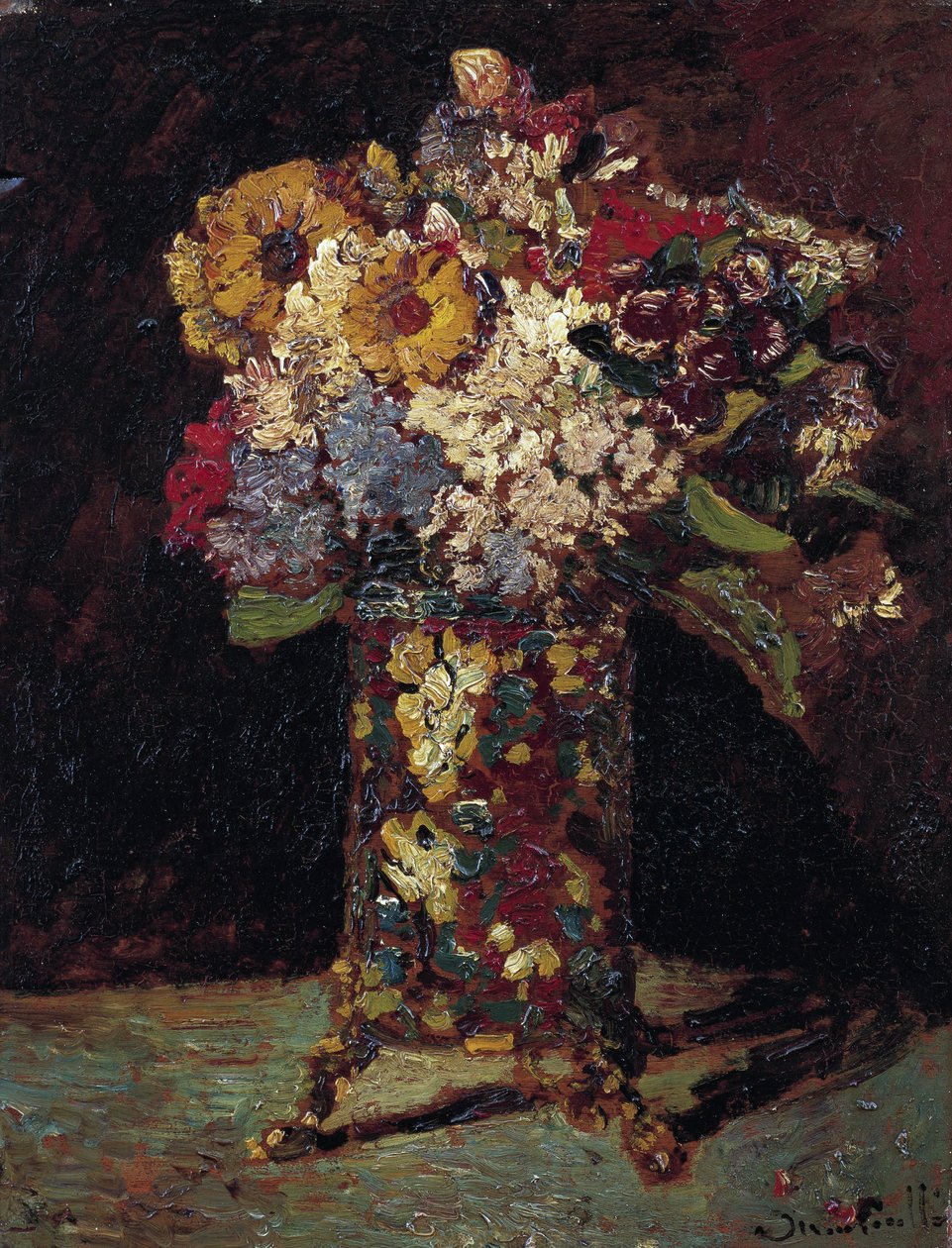 "Stilleben af ​​en buket blomster" (Blomsterstilleben) Maleri af Adolphe Thomas Joseph Monticelli (1824-1886) 1875 Van Gogh Museum, Amsterdam af Adolphe Joseph Thomas Monticelli