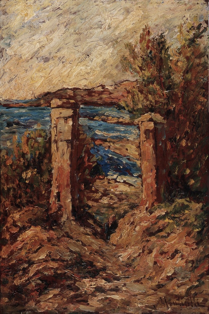 Portal of Cassis, Landskab ved havet Maleri af Adolphe Monticelli (1824-1886) Dim 45x30 cm Musee Grobet-Labadie af Adolphe Joseph Thomas Monticelli